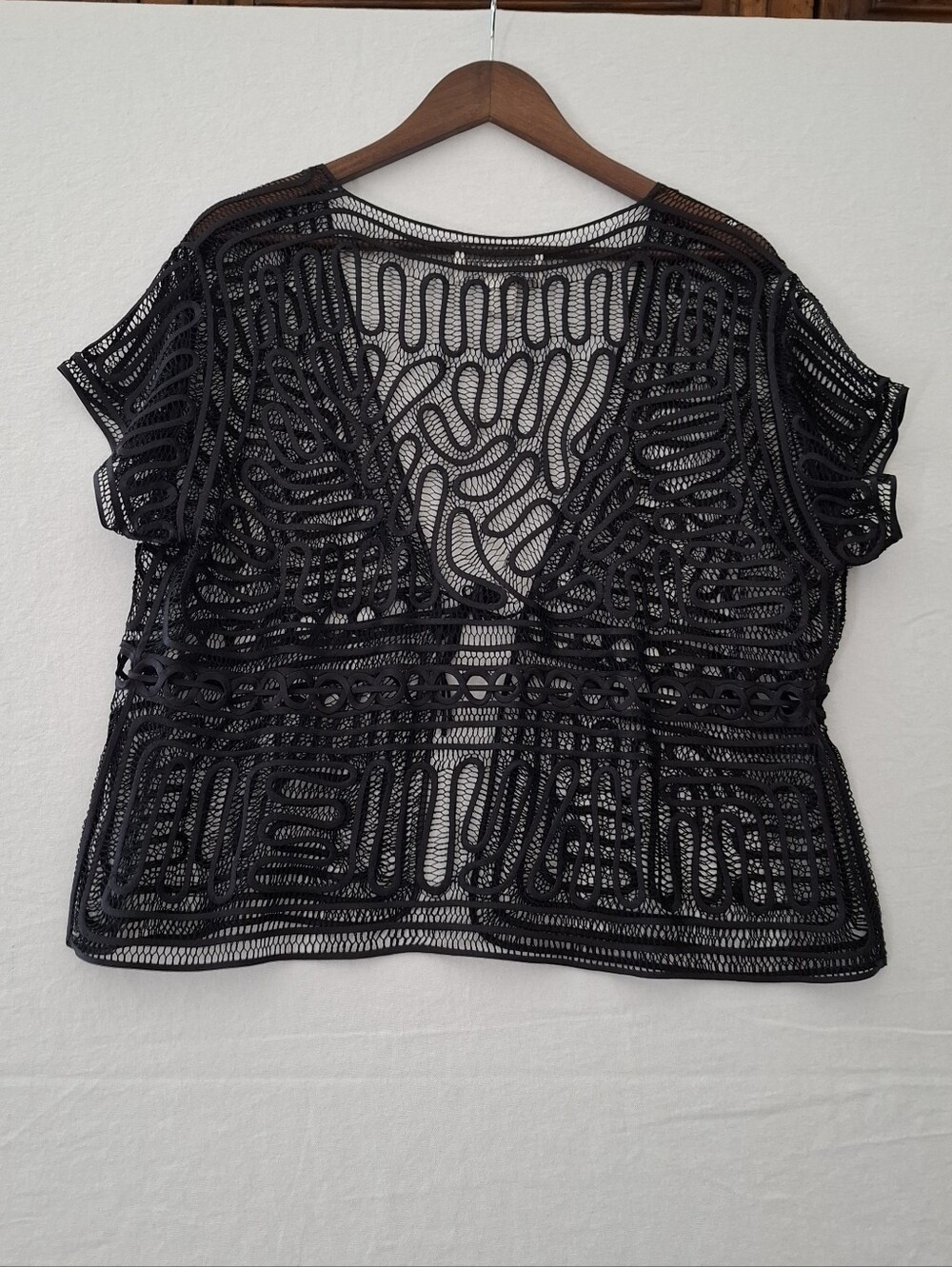 Vintage Sophie Chang Studio 100% Silk Soutache Mesh Bolero/Shrug Black XL - Picture 5 of 7